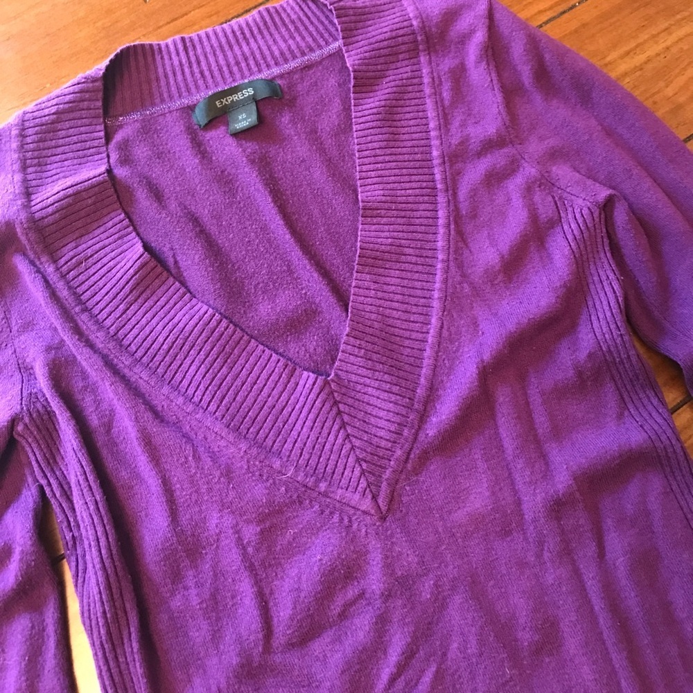 EXPRESS V-Neck Purple Casual Office Sweater XS